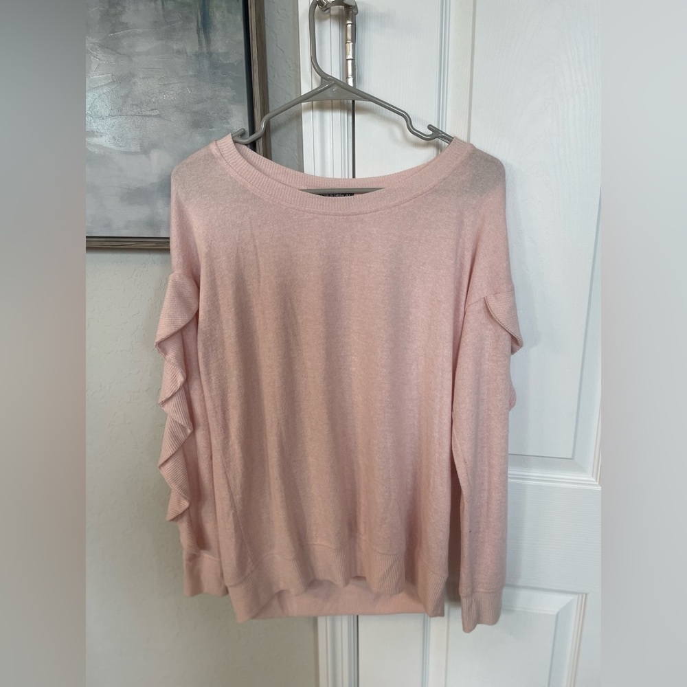 Harlowe & Graham Women’s Cozy Knit L/S Ruffled Pullover Sweater-XS/Read close